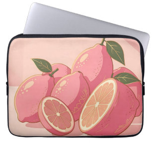 Pink Lemon Modern Feminine Citrus Laptop Sleeve