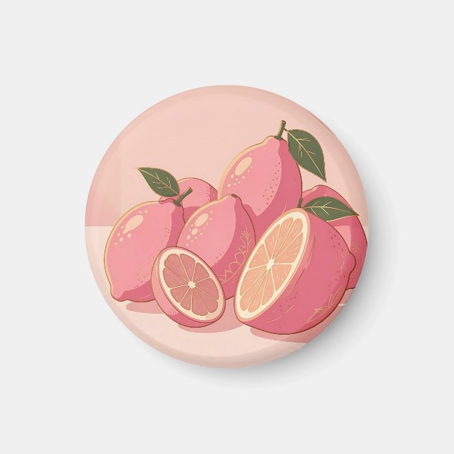 Pink Lemon Modern Feminine Citrus Magnet (Front)