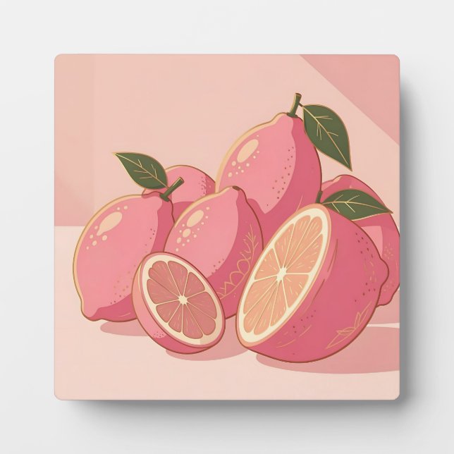 Pink Lemon Modern Feminine Citrus Plaque (Front)