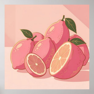 Pink Lemon Modern Feminine Citrus Poster