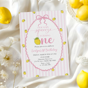 Pink Lemon Our Main Squeeze 1st Birthday Invitation
