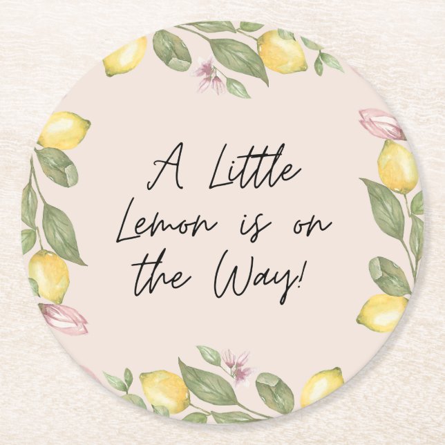 Pink Lemon Round Paper Coaster (Front)
