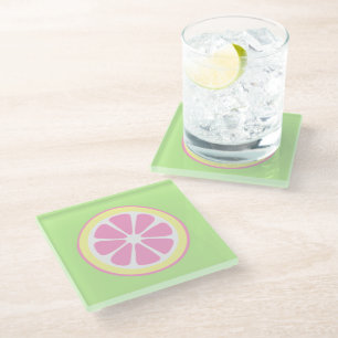 Pink Lemon Slice Cute Beverage Coaster