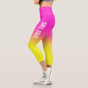 Pink Lemon Sunset Custom Name Capri Leggings