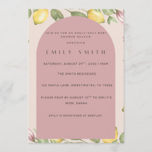 Pink Lemon Themed Baby Shower Invite
