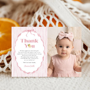 Pink Lemon Themes Baby Shower Photo Thank You Card