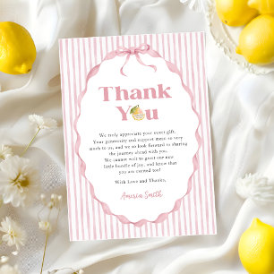 Pink Lemon Themes Baby Shower Thank You Card