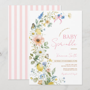 Pink Lemon Wildflower Baby Sprinkle Invitation