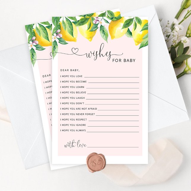 Pink lemon wishes for baby card (Creator Uploaded)