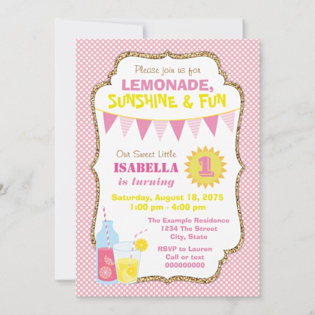 Pink Lemonade Birthday Party Invitation (Front)