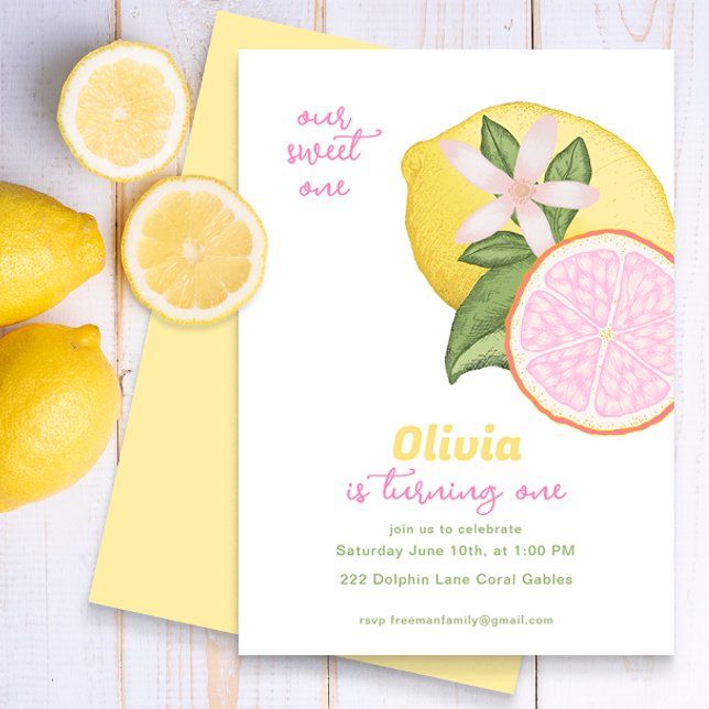 Pink Lemonade Birthday Party Invitation (Creator Uploaded)