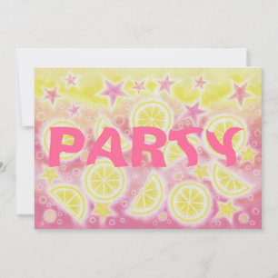 Pink Lemonade birthday party invitation rectangle