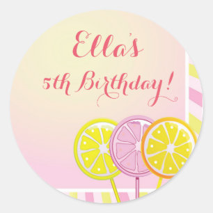 Pink Lemonade Birthday Stickers