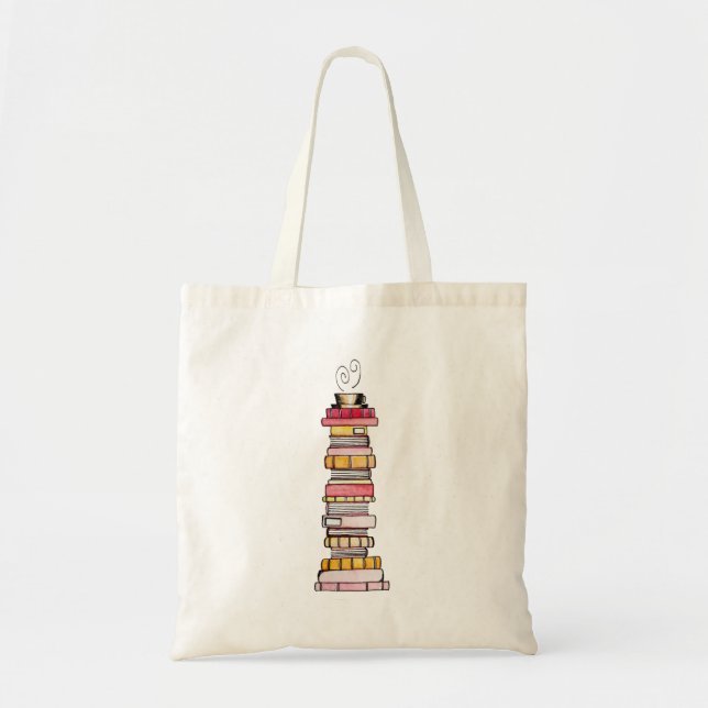 Pink Lemonade Book Stack Tote Bag (Front)
