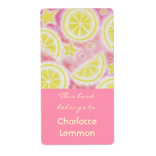 Pink Lemonade bookplate label large pink