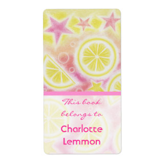 Pink Lemonade bookplate label large stripe