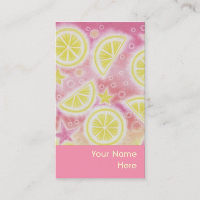 Pink Lemonade business card pink vertical (Front)