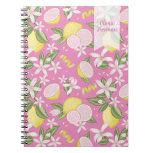 Pink Lemonade Floral Personalised Notebook