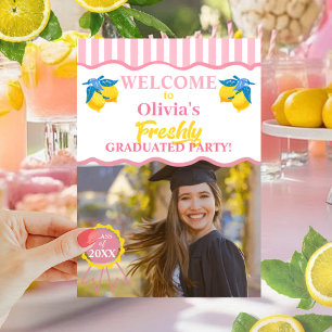 Pink Lemonade Freshly Graduated Photo & QR Code Invitation