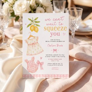 Pink Lemonade Gingham Watercolor Baby Girl Invitation