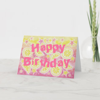 Pink Lemonade 'Happy Birthday' card front text