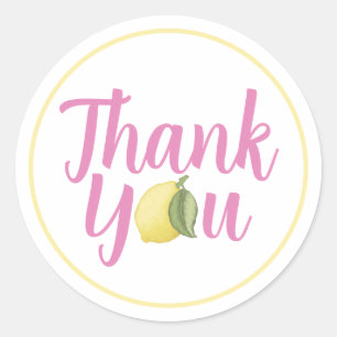 Pink Lemonade Lemon Thank You Sticker