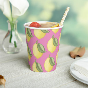 Pink Lemonade Lemon Themed Birthday Party Paper Cups