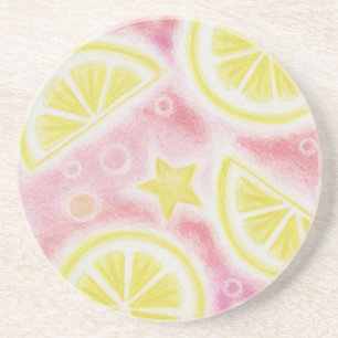 Pink Lemonade 'lemons' coaster sandstone