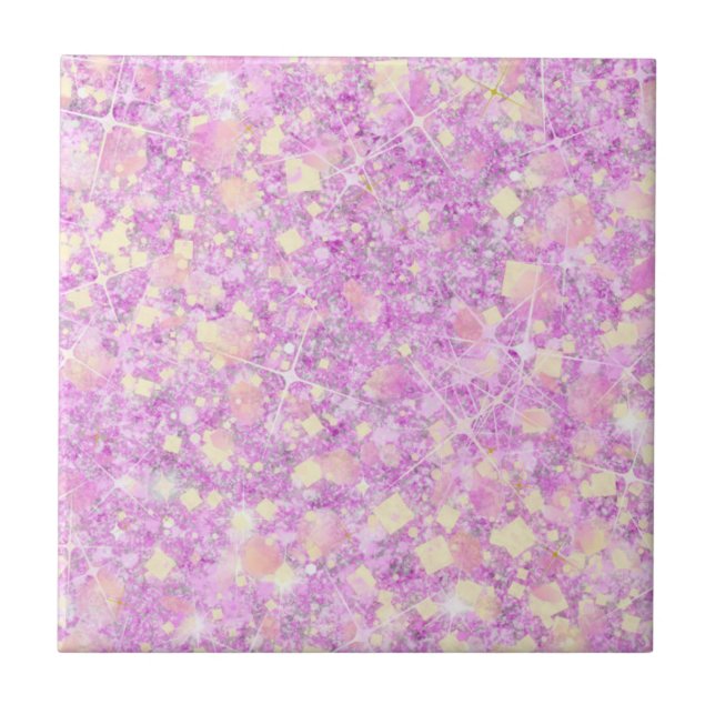Pink Lemonade Magenta Colour Solid Faux Glitter Tile (Front)