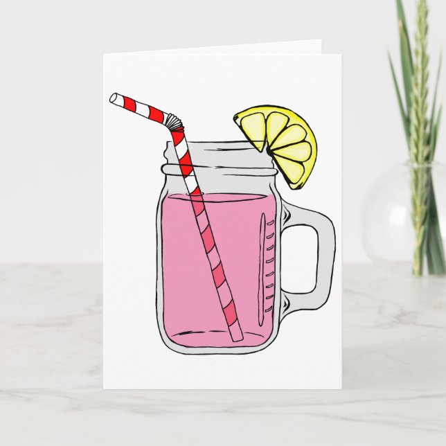 Pink Lemonade Mason Jar Thank You Card (Front)
