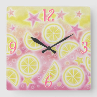 Pink Lemonade 'Numbers' clock square