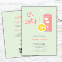 Pink Lemonade Oh Baby Shower Modern QR Code