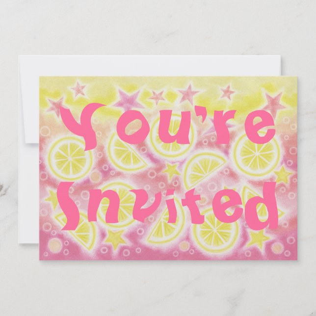Pink Lemonade party invitation rectangle (Front)