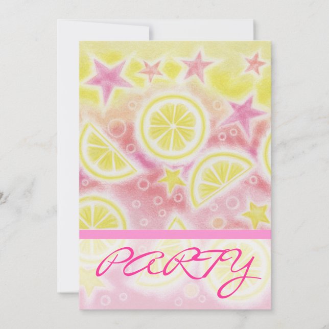 Pink Lemonade 'PARTY' invitation stripe (Front)