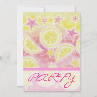Pink Lemonade 'PARTY' invitation stripe