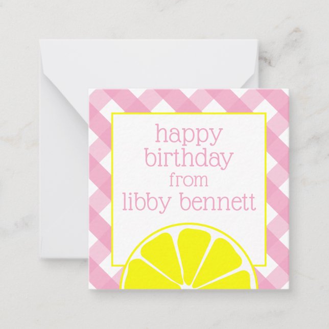 Pink Lemonade Personalised Gift Enclosure Cards (Front)