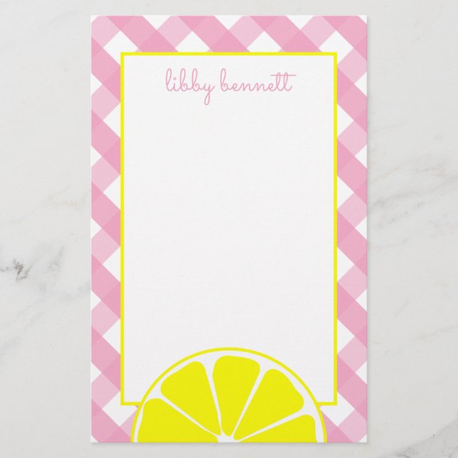 Pink Lemonade Personalised Stationery (Front)