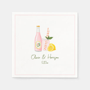 Pink Lemonade Signature Drink Wedding Cocktail Bar Napkin