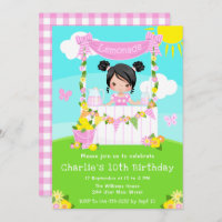 Pink Lemonade Stand Birthday Black Hair Girl