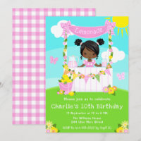 Pink Lemonade Stand Birthday Dark Skin Girl