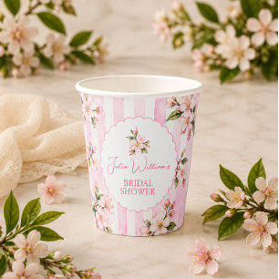 Pink Lemonade Summer Floral Bridal Shower  Paper Cups