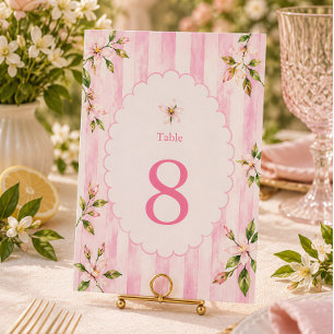 Pink Lemonade Summer Floral Bridal Shower Table Number