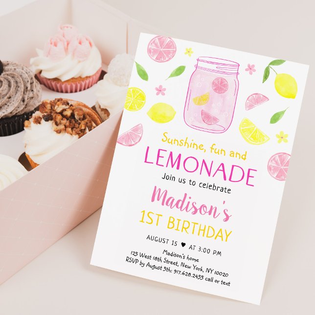 Pink Lemonade Summer Girl Birthday Invitation (Creator Uploaded)