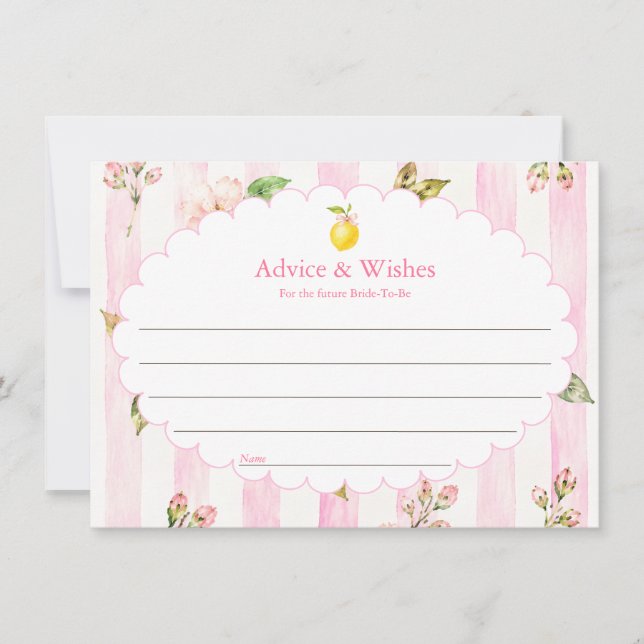 Pink Lemonade Summer Lemon Bridal Shower Card (Front)
