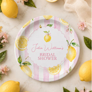 Pink Lemonade Summer Lemon Bridal Shower Paper Plate