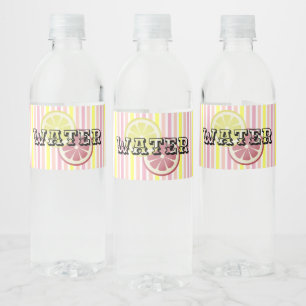 Pink Lemonade Vintage Stripe Birthday Summer Party Water Bottle Label