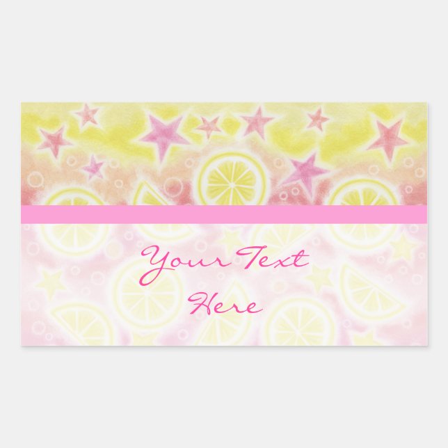 Pink Lemonade 'Your Text' sticker rectangle stripe (Front)