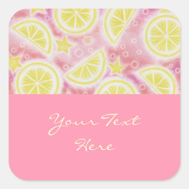 Pink Lemonade 'Your Text' sticker square pink (Front)