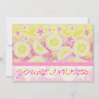Pink Lemonade 'You're Invited' invitation stripe
