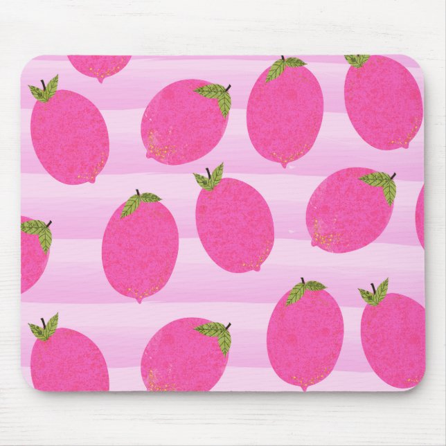 Pink Lemons Lemonade Summer Fruit Watercolor Mouse Pad (Front)